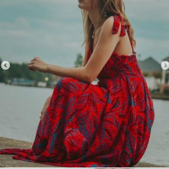 Alexis for Target Botanical Tie Shoulder Dress L - Picture 7 of 15